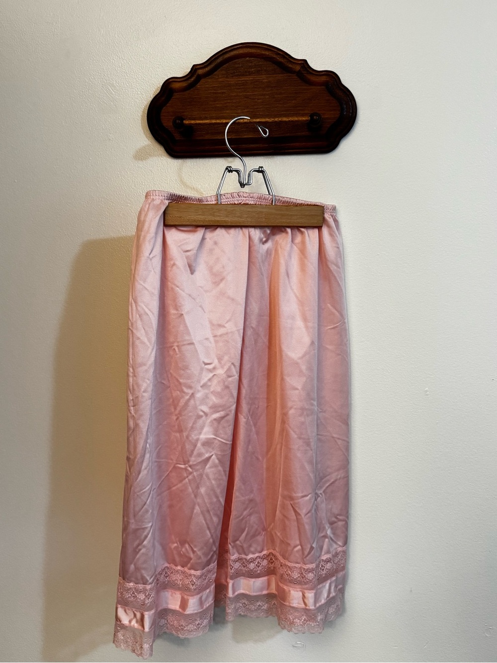 VTG Pink Lace-Trim Half Slip Skirt